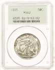 1935 50C PCGS MS62 OGH Walking Liberty Half Dollar Gen 2.1 Holder, 2 Part Holder
