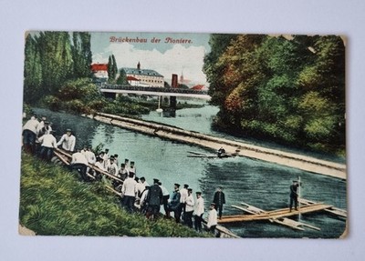 Postcard - Colour Litho - Patriotic - ''Building the Pioneers'' - WW1 1914 Field Post