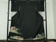 Heiwaya Kimono Luxurious black tomesode artist's work Yasutsune imperial