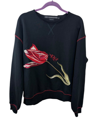 Andersson Bell Unisex Black Embroidered Sweatshirt Size M Oversized ADSB Fiore