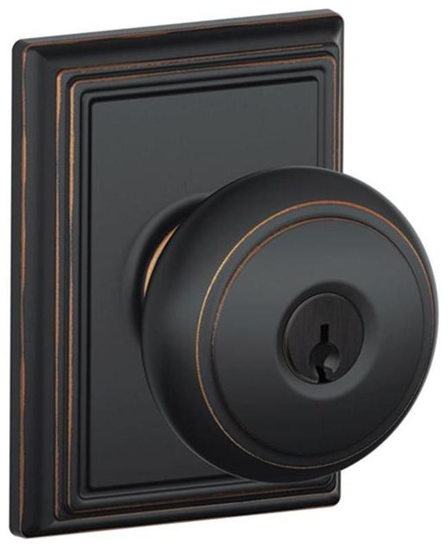 Schlage F51-AND-ADD Andover Keyed Entry Door Knob Set in Bronze Finish