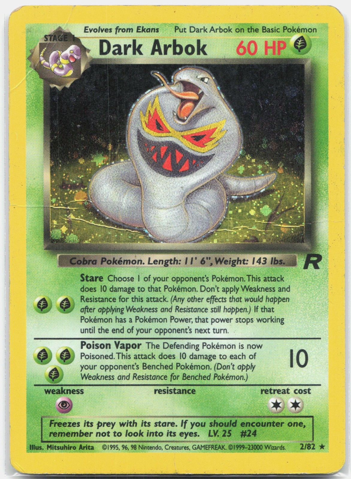 Dark Arbok (2) Holo Rare Team Rocket TR Grass Unlimited Holo 02/82 2000 HP