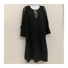 Simply Be Black Dress With Lace Sleeves UK 22 38in Length Made in China Used