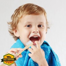 SEVENHEAD Kids Bamboo Toothbrushes White Soft Bristles 10 Pcs