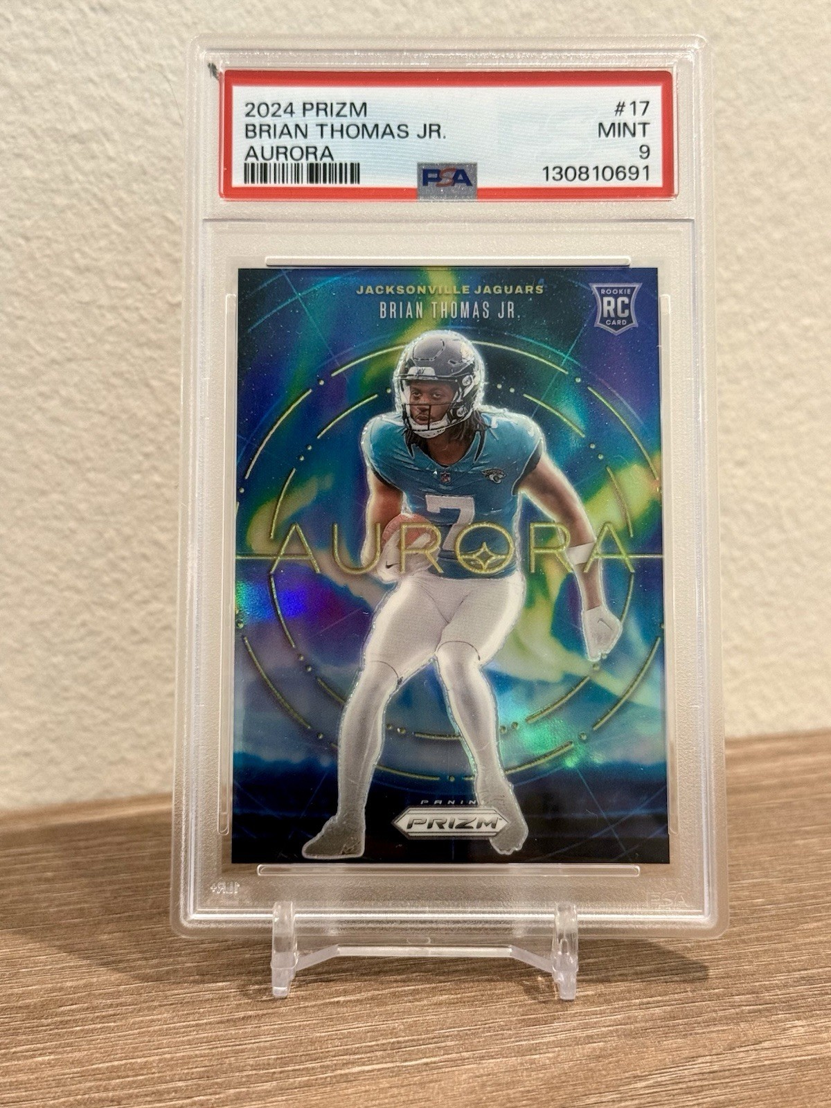 2024 Panini Prizm Brian Thomas Jr. Aurora PSA 9 Case Hit Jaguars RC 🔥