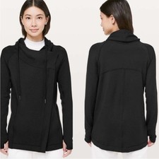 Lululemon Coast Easy Wrap Jacket in Black Modal French Terry Fabric Size 6
