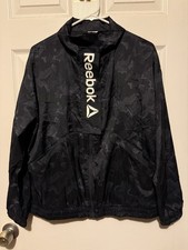 New Reebok Black Full Zip Women's Wind Jacket Size Medium