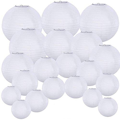 20 Pack Chinese White Paper Lantern Hanging Paper Lanterns White Round Paper - Bild 2 von 8