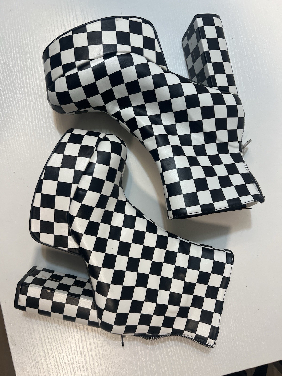 Current Mood Boots 9 Checkered Platform Ankle Boo… - image 11