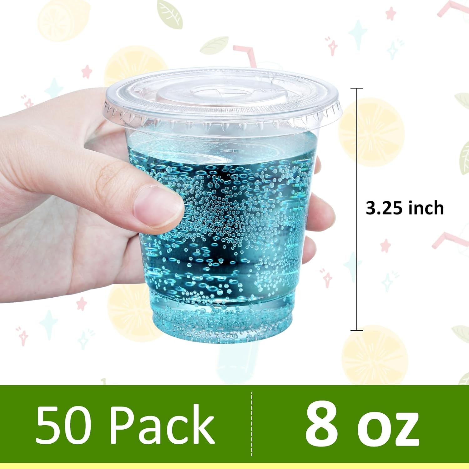 Eupako 8 oz Plastic Cups with Lids, Clear Disposable 8 OZ., 8 OZ. 