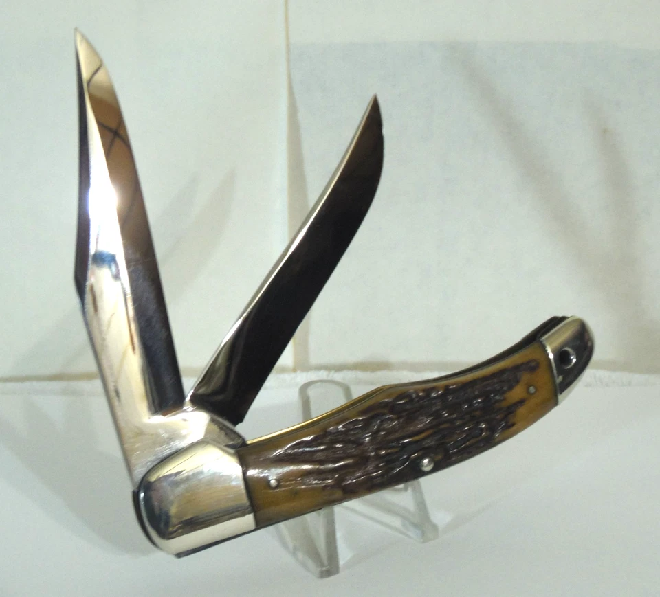 "Ka-Bar" "Cazador Plegable" 2 Hojas "Sambar Ciervo Escalas" "Escudo Perro" 1924-1927 Foto 4 de 4