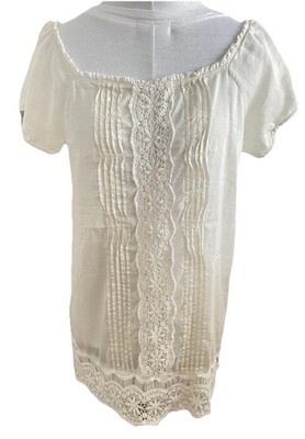 Victorian Style Sheer Lace Scalloped Tunic Dress Snatched Waist M