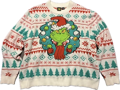 The Grinch Dr. Seuss Ugly Christmas Knit Sweater Mens Medium M Mad Engine 2025 - Image 1 of 4