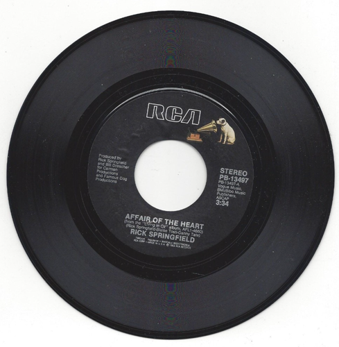 RICK SPRINGFIELD, "AFFAIR OF THE HEART" - Picture 3 of 4