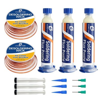 Solder Wick and Soldering flux for Electronics Repair, No Clean Flux, Solder