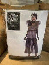 DARK EMPRESS COSTUME ADULT S 2-4 DRESS W/FEATHERS SHIMMERING CROWN HALLOWEEN