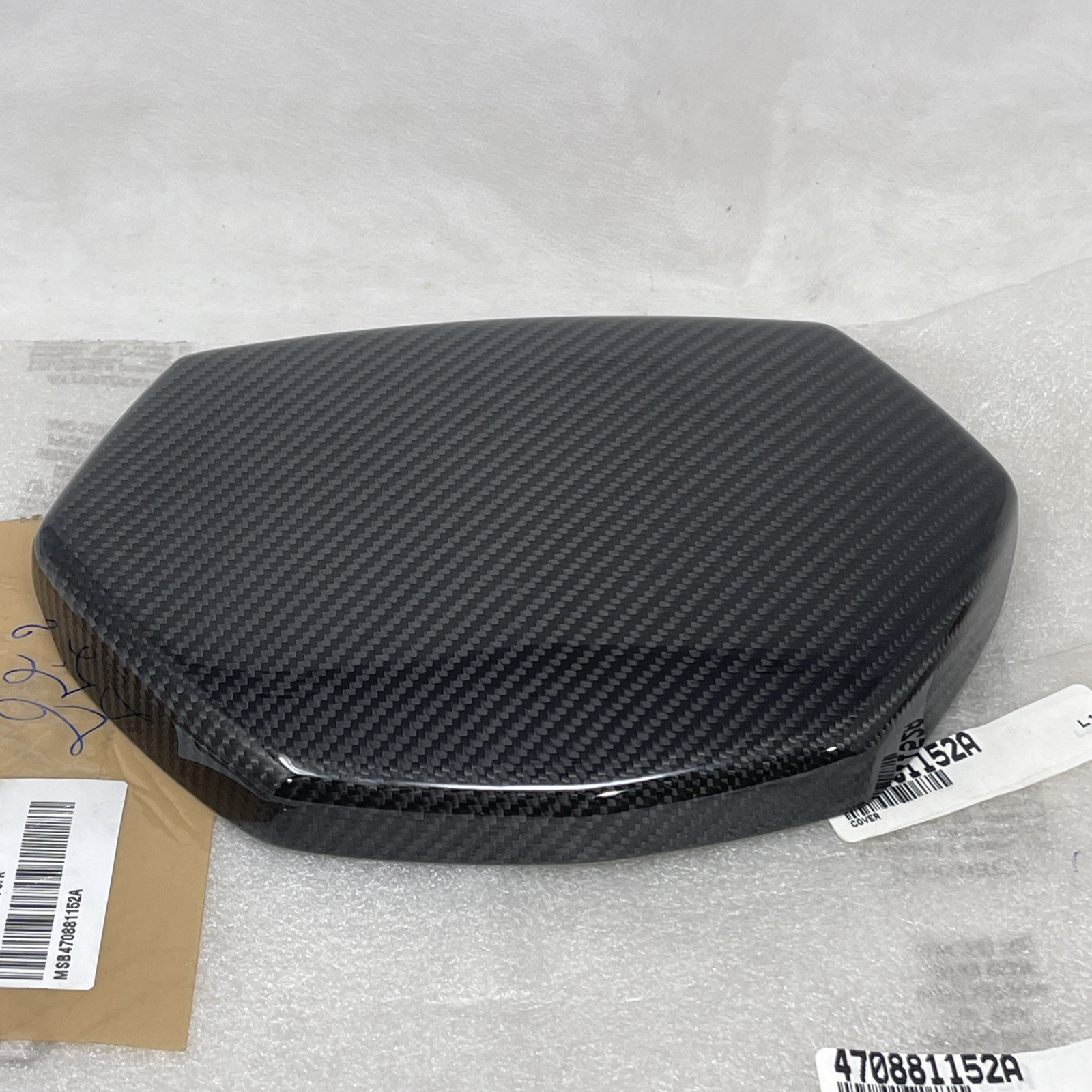 OEM Lamborghini Carbon Fiber Headrest Cover Aventador 470881152A, Has Scratches