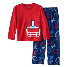 Up-Late Boys Red  Blue Fleece Sleepwear Football Themed Pajama Set Size 4