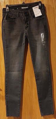 New Women Sonoma Skinny Mid Rise sz 2 RJeans  Gray Raw Hem -5333