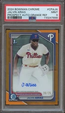 Jalvin Arias 2024 Bowman Chrome Orange Auto Autograph RC Phillies 20/25 PSA 9
