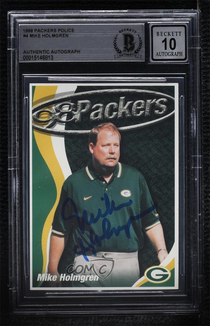 Mike Holmgren Green Bay Packers BAS 1998 Police Schaeffer Motor Sales #4 Auto 