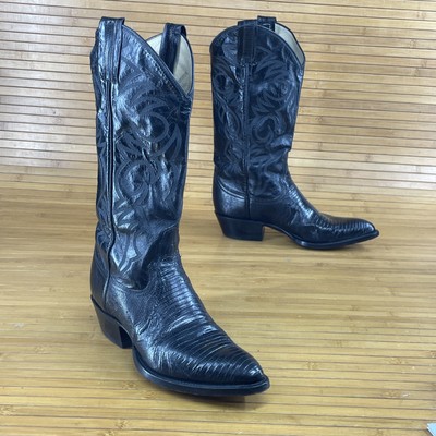 Vintage Larry Mahan Handmade Black Exotic Lizard Skin Boots Size