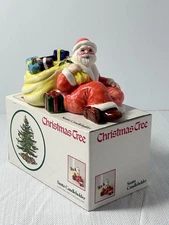Vintage Spode Christmas Tree Santa Claus Candle Holder Royal China Candleholder