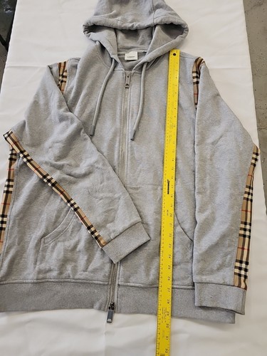 Burberry London, Burberry London Men's Grey Vintage Check Panel Zip Up Hoodie - Size XXL?
