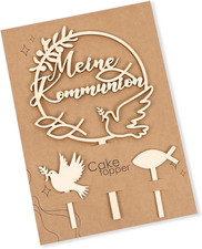 Tortendeko Kommunion Holz, Cake Topper Meine Kommunion, Taube Fisch Kuchen Deko 