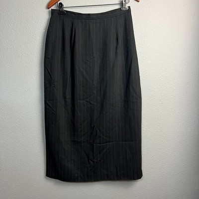 Pinstripe Skirt Size 14 Career Business Office Professional Lined Black Rayon