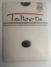 Talbots Silky Lycra Sheer Control Top Sandalfoot Pantyhose Size C Navy Blue