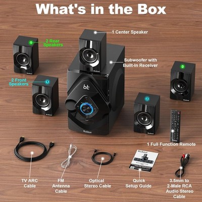 Bobtot 5.1/2.1 Channel Home Theater System 800W Wireless Surround Sound Optical