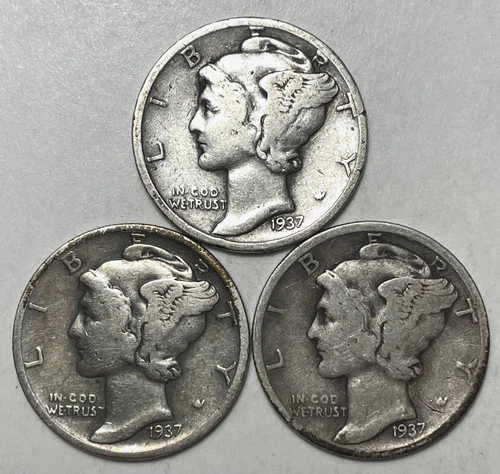 Photo of a 1937-D Mercury Dime from an eBay listing that sold on Jul 18, 2026