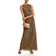 NWT BCBGMAXAZRIA Pleated Metallic Evening Gown - Size Large MSRP 298 