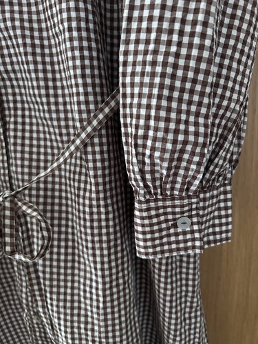 M&S Brown Gingham Check Belted Midi Dress, Size 16 Petite BNWT, Modal Mix - Picture 5 of 9