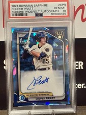 2024 1st Bowman Chrome Cooper Pratt * Sapphire Auto * PSA 10 Brewers Color Match