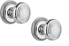 Nostalgic Warehouse Rope Rosette with Deco Knob, Passage - 2.375", Bright Chrome