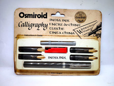 Osmiroid India Ink Calligraphy Fountain Pen Set 22 Carat Gold Plated Sealed