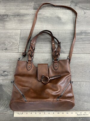 Sam Hadley Purse Women's Brown Studded Faux Leather Convertible Shoulder  Bag