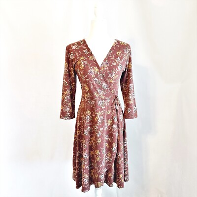 Vintage Rods Western Wear V Neck Floral Faux Wrap Dress Small