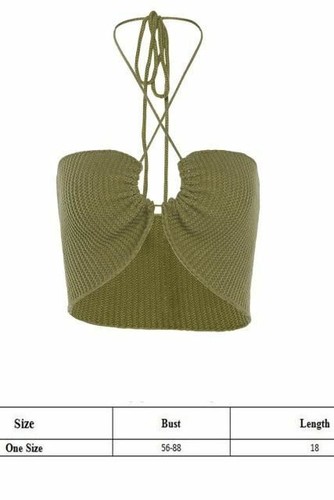 Damen Strick V-Ausschnitt BH Camisole Träger Ärmel Party Pullover Crop Top - Bild 8 von 10
