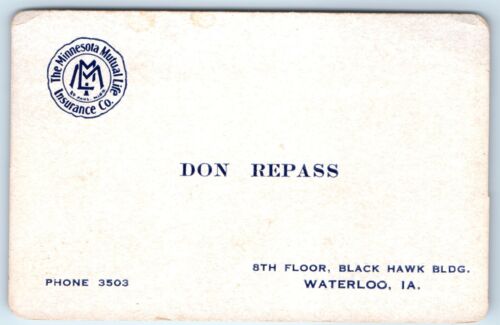 Tarjeta de visita de seguro mutuo de Minnesota 1946 Waterloo, IA calendario de repaso D C50 - Imagen 2 de 4
