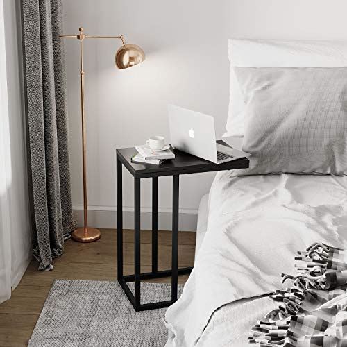 WLIVE Snack Side Table, C Shaped End Table for Sofa Couch and Bed, Gray - Bild 9 von 9