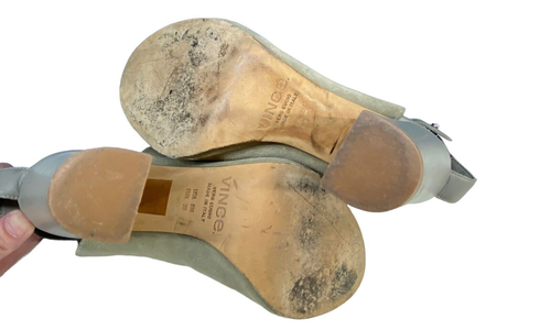 VINCE Women Heel Size 8 Gray Addison Peep Toe Block Suede Casual Party Office - Picture 9 of 12