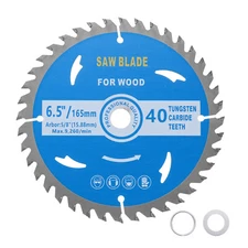 6-1/2-inch Metal Circular Saw Blade 40T 5/8-inch Arbor with Washer Adapter