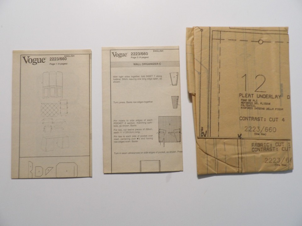 Vogue #2223 Sewing Pattern For Living-Home Office-Floor Screen ...