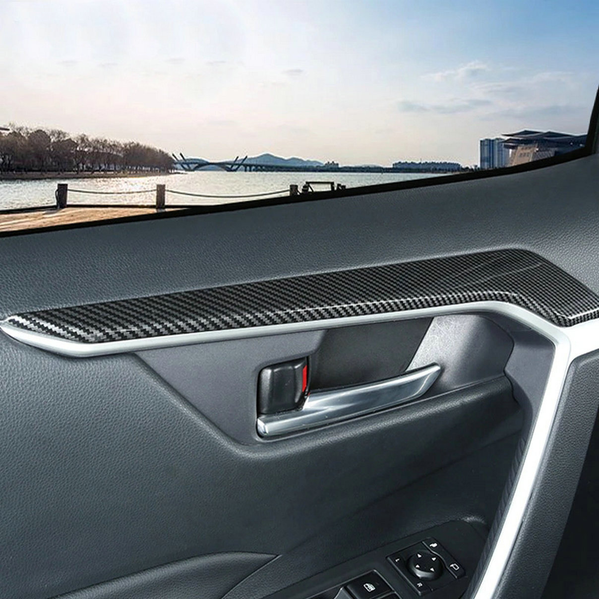 For Toyota RAV4 20192021 Carbon Fiber Interior Door Moulding
