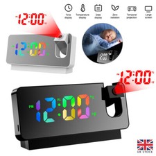 Digital LED Projection Alarm Clock Temperature Date Snooze Ceiling Projector 5V
