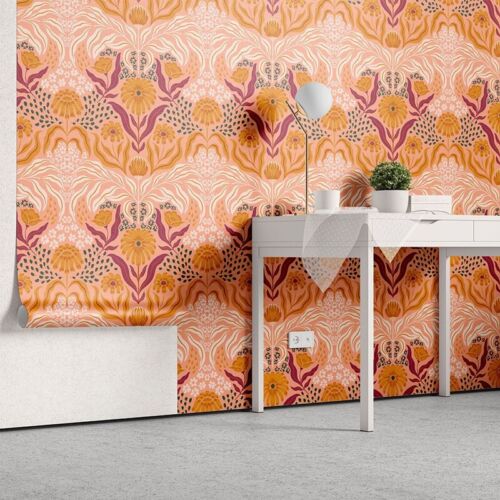 Peach Powder Peel and Stick Removable Vinyl Self-Adhesive Wallpaper 17"x118" - Picture 7 of 12