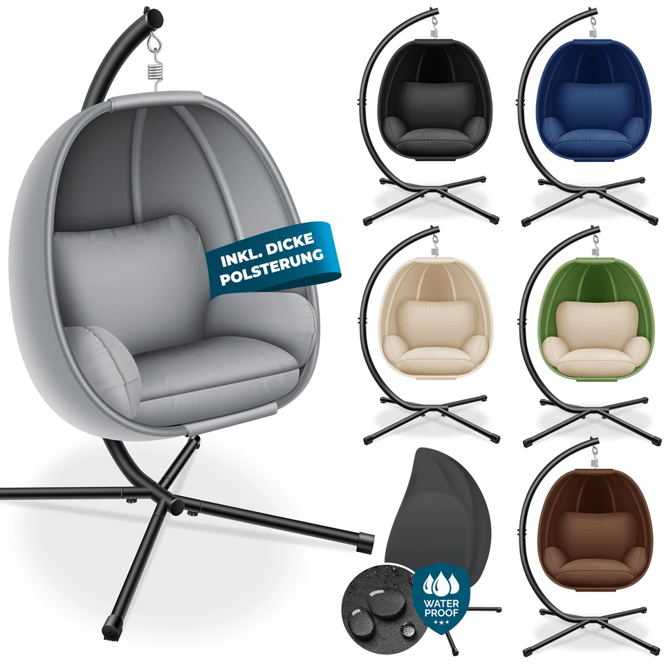 KESSER® Hängesessel Mit Gestell Hängestuhl Schaukel Korb Hängekorb Kissen 150 kg